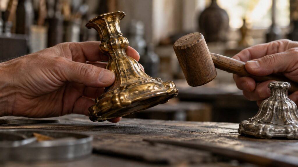 Illustration de détail sur le sujet : Bronze doré ou régule : reconnaître un bronze au son et au poids