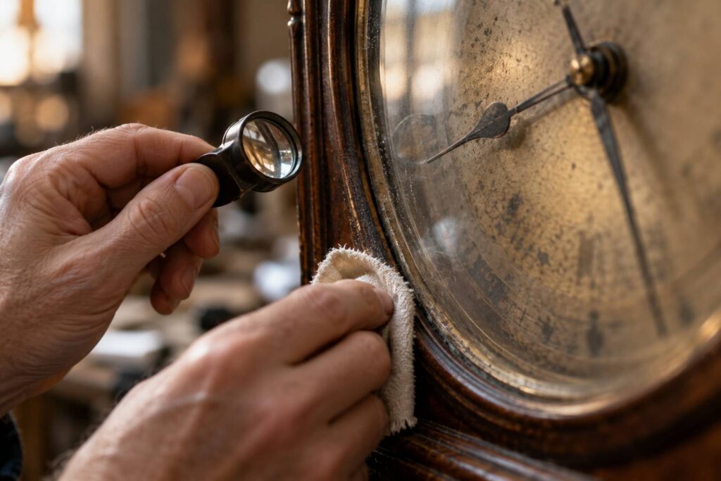 Illustration de détail sur le sujet : Horlogerie de parquet : reconnaître un cadran d’origine