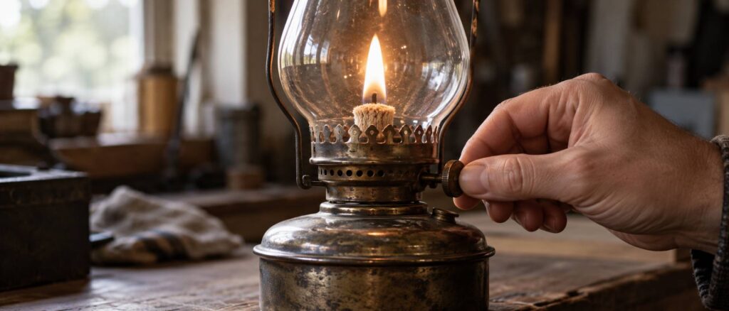 Illustration de détail sur le sujet : Lampe à pétrole ancienne : identifier une pièce complète