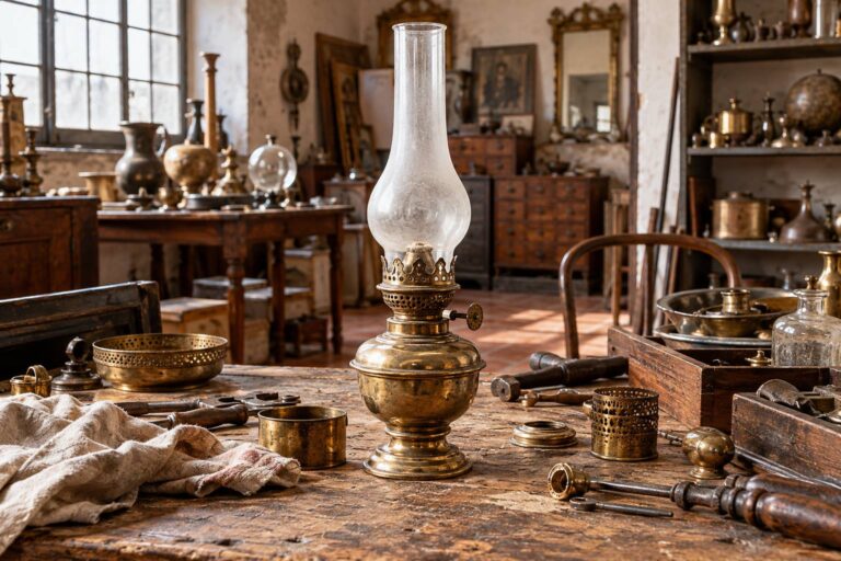 Lampe à pétrole ancienne : identifier une pièce complète